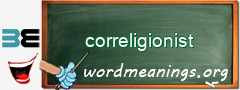 WordMeaning blackboard for correligionist